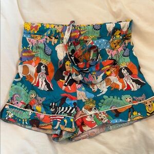 Blue Cartoon Animal Pajama Shorts